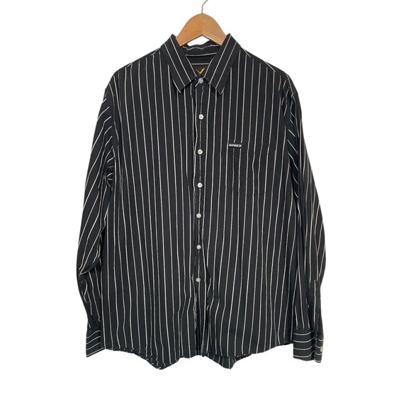 Avirex Other - Avirex Button Down Shirt Mens XL Black Pinstripe Long Sleeve Cotton Streetwear
